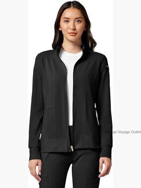 Zip Front Scrub Jacket with Pockets, Moisture Wicking, Stretch Fabric